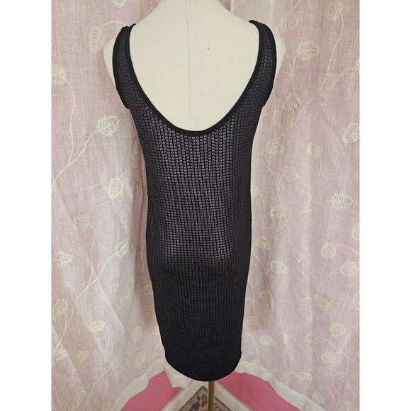VINCE Solid Black Sequined Scoop Neck Back Sleeveless Knit Tank Dress XS 2 4 6 - Picture 4 of 4